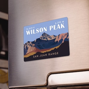 Wilson Peak Colorado 14er Magnet - high quality, durable, 14er mountain illustration, 14ers