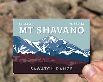 Mount Shavano Colorado 14er Sticker - weatherproof, mountain illustration, 14ers, UV-resistant