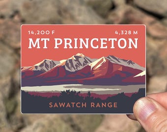Mount Princeton Colorado 14er Sticker - weatherproof, mountain illustration, 14ers, UV-resistant, decal