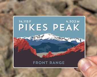 Pikes Peak Colorado 14er Sticker - high quality, weatherproof, 14er mountain illustration, 14ers