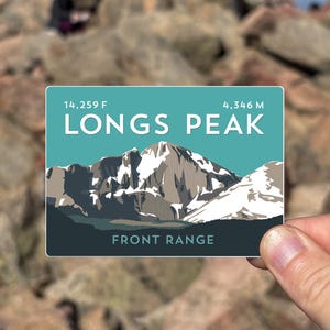 Pegatina para el 14er de Longs Peak, Colorado: resistente a la intemperie, ilustración de montaña, 14ers, resistente a los rayos UV