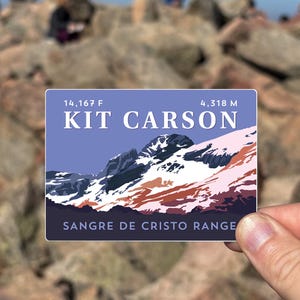 Kit Carson Peak Colorado 14er Sticker - weatherproof, mountain illustration, 14ers, UV-resistant