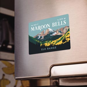 Maroon Bells Colorado 14er Magnet - high quality, durable, 14er mountain illustration, 14ers