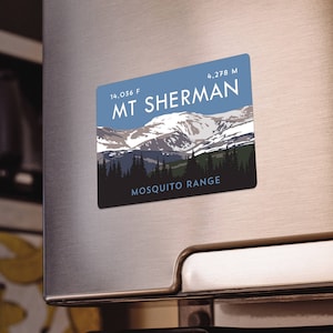 Mount Sherman Colorado 14er Magnet - high quality, durable, 14er mountain illustration, 14ers