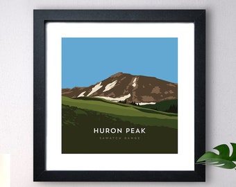 Huron Peak Colorado 14er Art Print - high quality, 14er poster, 14er mountain illustration, 14ers