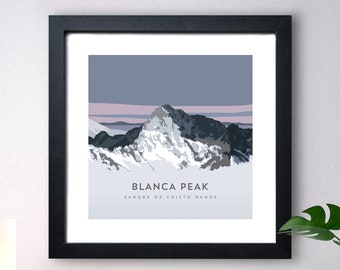 Blanca Peak Colorado 14er Art Print - high quality, 14er poster, 14er mountain illustration, 14ers