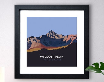 Wilson Peak Colorado 14er Art Print - high quality, 14er poster, 14er mountain illustration, 14ers