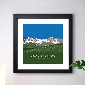 Grays & Torreys Colorado 14er  Print - high quality, 14er poster, 14er mountain illustration, 14ers