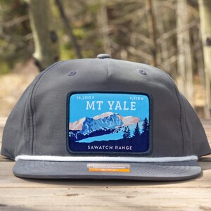 Mount Yale Rope Hat, Colorado 14er Patch, Richardson 256 Umpqua Snapback, Gray, Green
