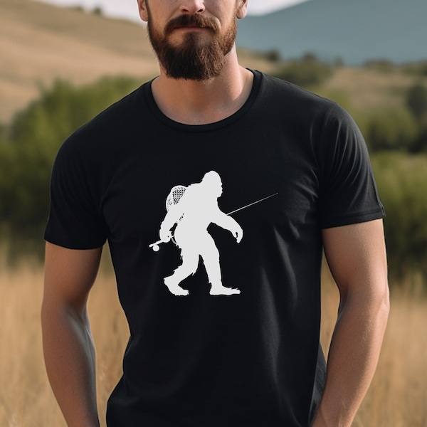 Sasquatch Fly Fishing T-Shirt, Bigfoot Shirt Short Sleeve Unisex