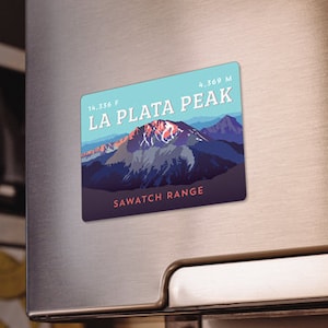 La Plata Peak Colorado 14er Magnet - high quality, durable, 14er mountain illustration, 14ers
