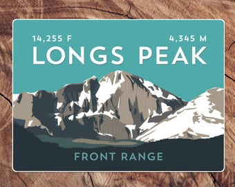 Longs Peak Colorado 14er Sticker - high quality, weatherproof, 14er mountain illustration, 14ers