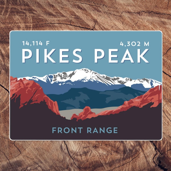 Pikes Peak Colorado 14er Sticker - high quality, weatherproof, 14er mountain illustration, 14ers