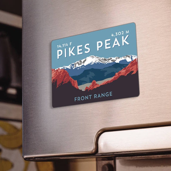 Pikes Peak Colorado 14er Magnet - high quality, durable, 14er mountain illustration, 14ers