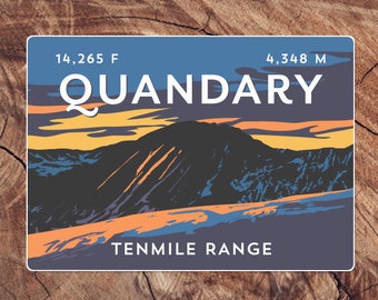 Quandary Peak Colorado 14er Sticker - high quality, weatherproof, 14er mountain illustration, 14ers