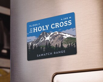 Mount of the Holy Cross Colorado 14er Magnet - durable, mountain illustration, 14ers