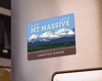 Mount Massive Colorado 14er Magnet - high quality, durable, 14er mountain illustration, 14ers