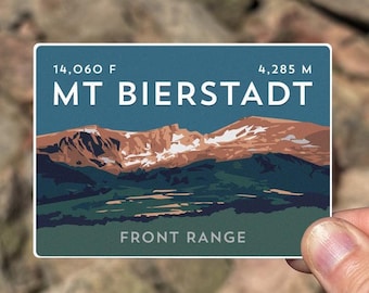Mt Bierstadt Colorado 14er Sticker - high quality, weatherproof, 14er mountain illustration, 14ers
