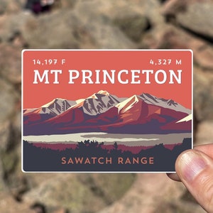 Mount Princeton Colorado 14er Aufkleber - hochwertig, wetterfest, 14er Berg, Illustration, 14ers