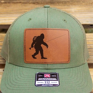 Sasquatch-hoed voor vliegvissen | Bigfoot Patch Snapback Trucker, groen, grijs, Richardson 112