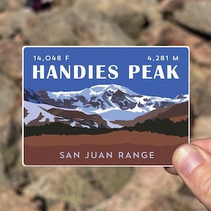 Handies Peak Colorado 14er Sticker - high quality, weatherproof, 14er mountain illustration, 14ers