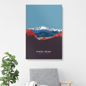 Pikes Peak Colorado 14er Canvas Print - fine art, high quality, 14er mountain illustration, home decor