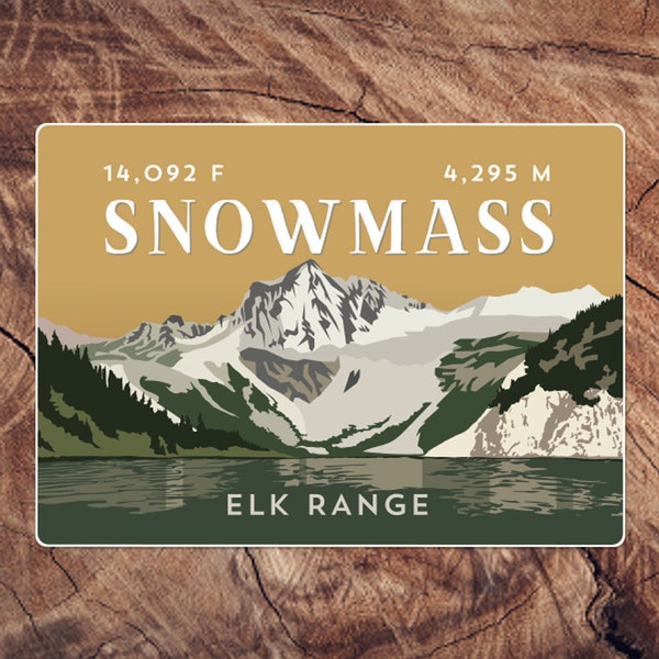 Snowmass Mountain Colorado 14er Sticker - high quality, weatherproof, 14er mountain illustration, 14ers