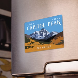 Capitol Peak Colorado 14er Magnet - high quality, durable, 14er mountain illustration, 14ers