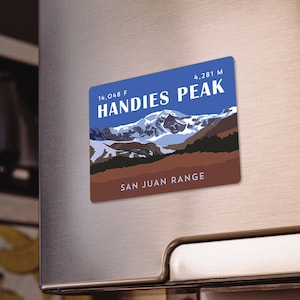 Handies Peak Colorado 14er Magnet - high quality, durable, 14er mountain illustration, 14ers