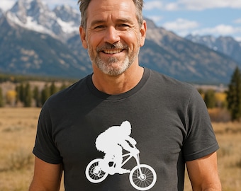 Sasquatch Shirt, Mountain Bike, Bigfoot, Bella Canvas Unisex Short Sleeve Tee
