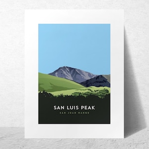 San Luis Peak Colorado 14er Art Print - high quality, 14er poster, custom sizes, framed art