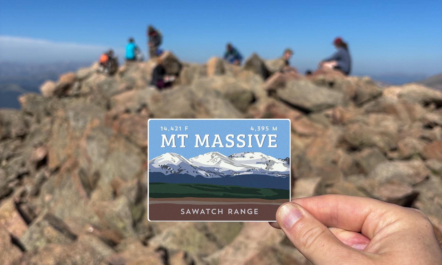Mount Massive Colorado 14er Sticker - high quality, weatherproof, 14er mountain illustration, 14ers