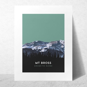 Mount Bross Colorado 14er Art Print - high quality, 14er poster, custom sizes, framed art