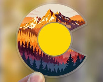 Colorado Flag Sticker - 4" Mountain Circle Decal, Weather-proof, UV-resistant