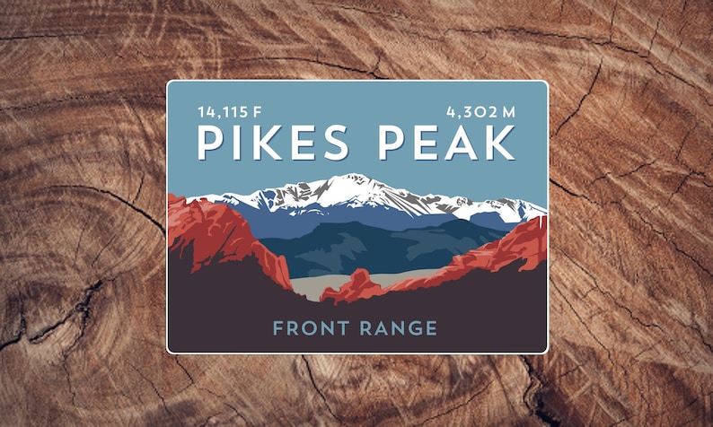 Pikes Peak Colorado 14er Sticker - Weatherproof, Mountain Illustration ...