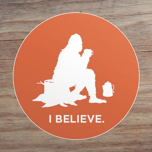 Sasquatch Camping  Sticker - high quality, weatherproof, bigfoot illustration