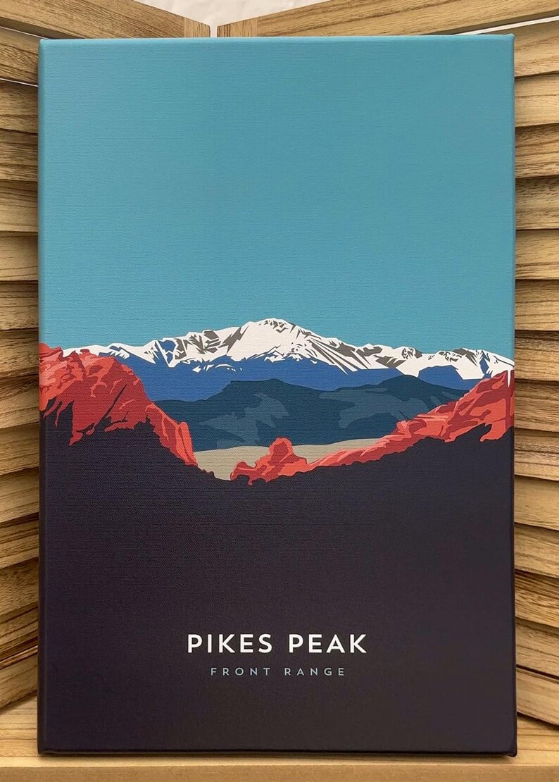 Pikes Peak Colorado 14er Canvas Print - Fine Art, Mountain Illustration ...
