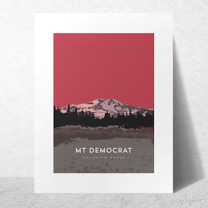 Mount Democrat Colorado 14er Print - high quality, 14er poster, custom sizes, framed art