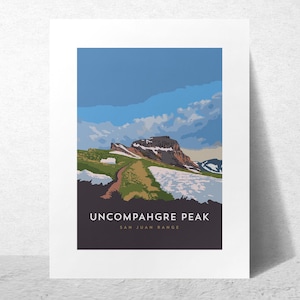 Uncompahgre Peak Colorado 14er Art Print - high quality, 14er poster, custom sizes, framed art