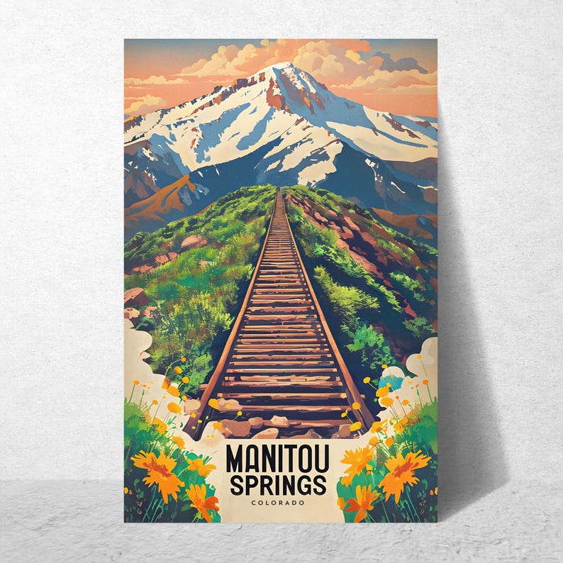Manitou Sign Manitou Incline Poster - Colorado Art Print, Archival Grade Paper ...