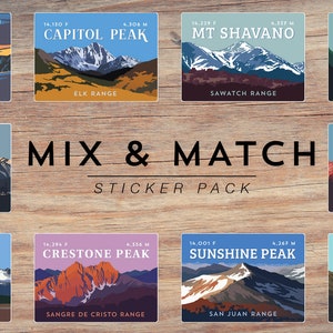 Colorado 14ers Sticker Pack | Mix & Match 5, 10, 15, 20, 25 stickers weather-proof