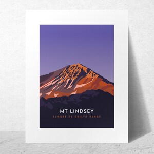 Mount Lindsey Colorado 14er Art Print - high quality, 14er poster, 14er mountain illustration, 14ers