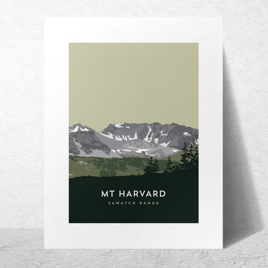 Mount Harvard Colorado 14er Print - Custom Sizes, Framed Art, Mountain ...