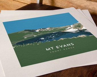 Mount Evans Colorado 14er Print - high quality, 14er poster, 14er mountain illustration, 14ers