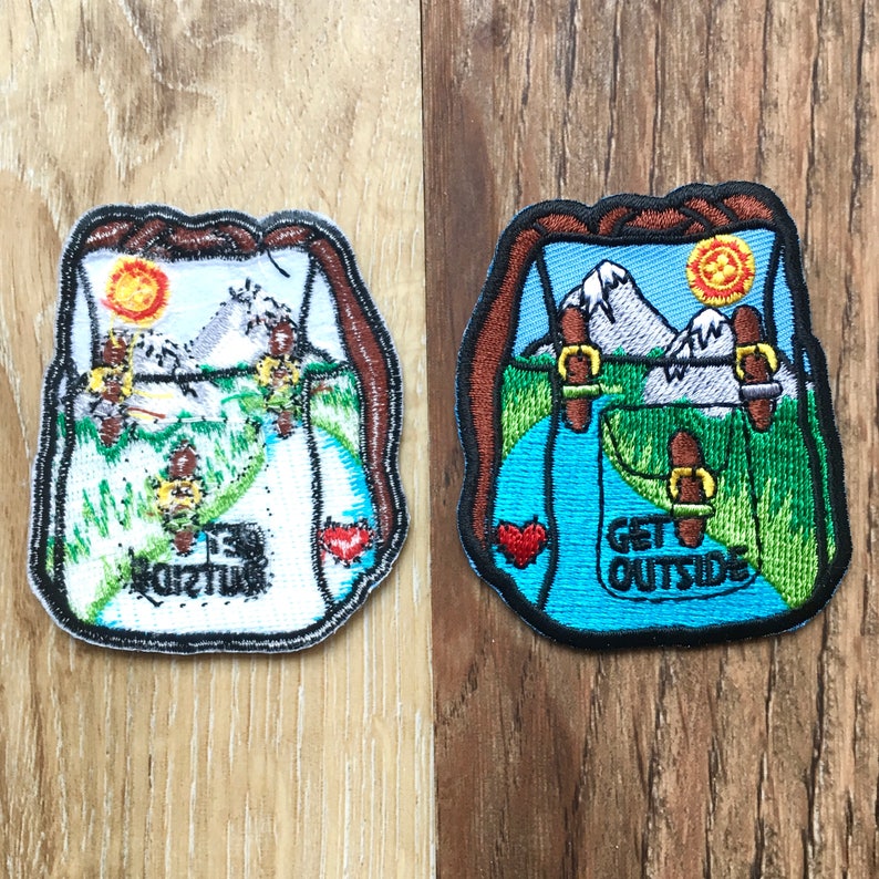 Get Outside Ryggsäcksmärke – Stryk-på och/eller sy-på – Färgglad broderad märke - Äventyr bild 7
