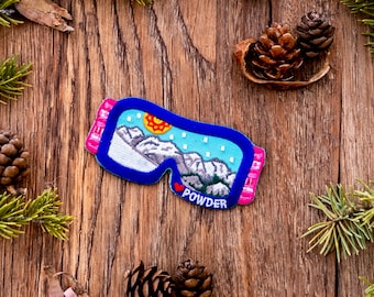 Love Powder - Goggles - Iron On and/or Sew On - Colourful Embroidered Patch