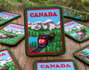 Train – Canada Patch – Travel Patch – Iron-On and/or Sew-On – Colourful Embroidered Patch