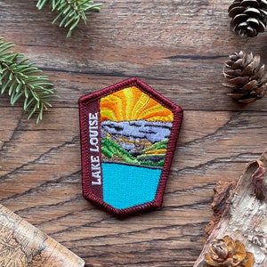 Lake Louise Patch – Travel –  Iron-On and/or Sew-On – Colourful Embroidered Patch