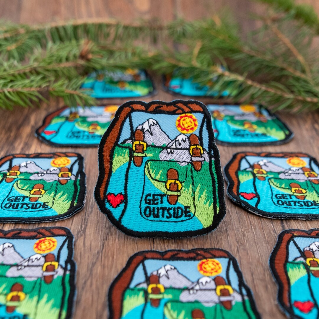 Get Outside Backpack Patch Ironon And/or Sewon Colourful Embroidered