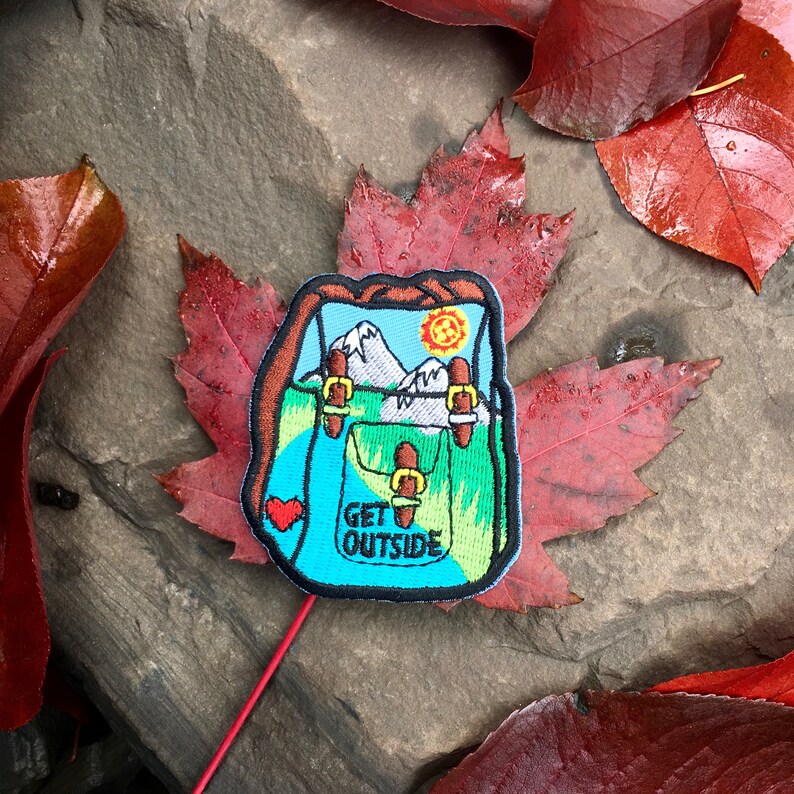 Get Outside Backpack Patch Ironon And/or Sewon Colourful Etsy Canada
